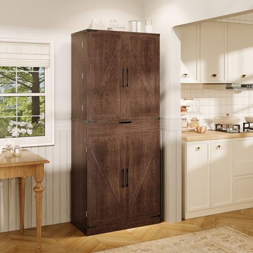 72" Kitchen Pantry Storage Cabinet with Doors and Shelves
