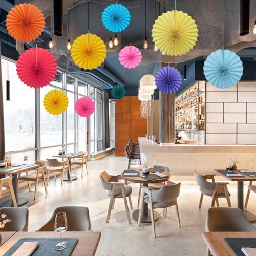 Hot Pink Party Decorations Hot Pink Hanging Paper Round Fans 8inch DIY