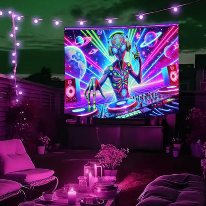 Blacklight Tapestry Alien DJ Party Backdrop 78 x 59 Inch