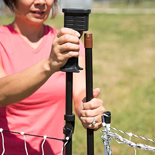 Premier 1 PoultryNet® 48"H x 20'L Electric Net Gate with Drivable Posts for Chickens, Ducks, Geese | Green/Black Net with White Posts (20' Length)