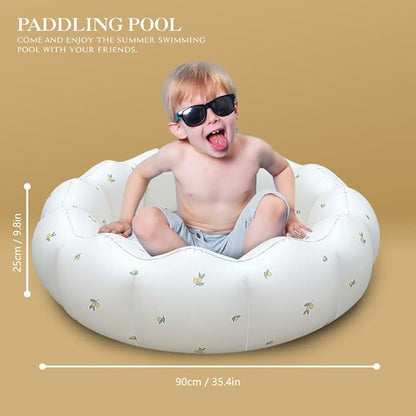 Inflatable Baby Pool, Portable Paddling Baby Swimming Pool, Toddlers for Ages 0-3 Years Girls and Boys, Indoor& Outdoor, Garden and Backyard Summer Water Party, 35.4x9.8 in(White)