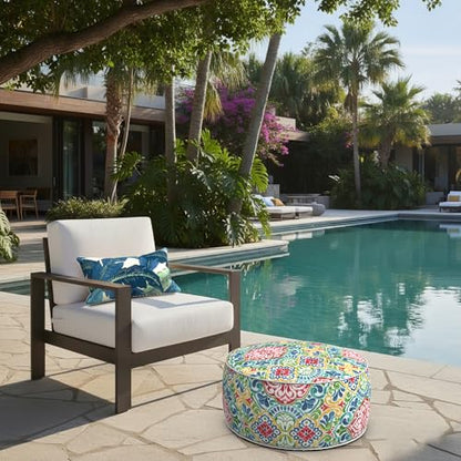 Indoor Outdoor Inflatable Ottoman with Handle D21 x H9 Inch