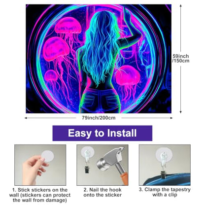 Sexy Woman Tapestry Blacklight Tapestry 59x78 Inch