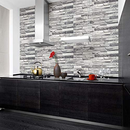 GRAZPG7117 Grey Faux Stone PVC 3D Wall Panel (5.3 Sq Ft)