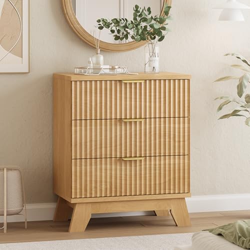 Fluted Dresser for Bedroom with 3 Drawers