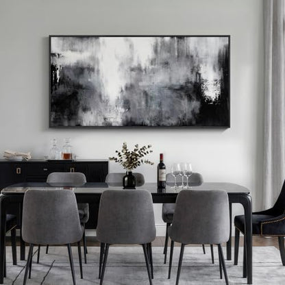 Large Framed Black and White Abstract Wall Art for Living Room