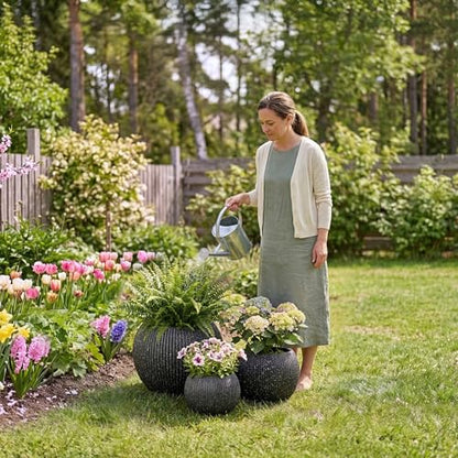 Premium Mt Sherman Fiberstone Sphere Planter for Indoor Outdoor Use