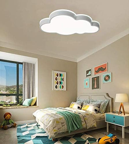 LAKIQ Modern Dimmable Acrylic LED Lights with Remote Creative Cloud Shape Children Room Flush Mount Ceiling Lighting Fixture for Kids Bedroom Kindergarten Living Room(21.5'',Stepless Dimming)
