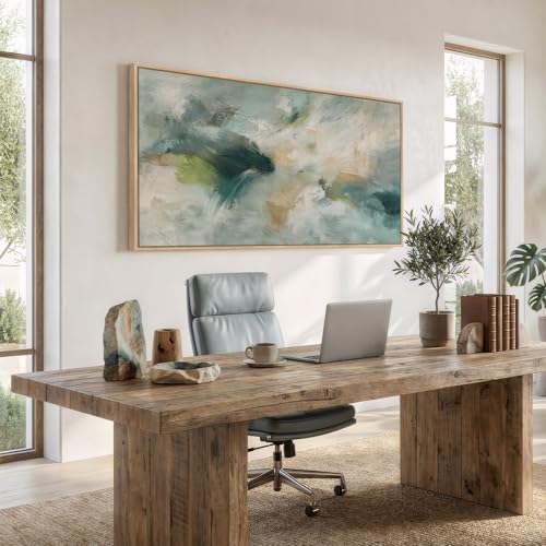 Extra Large Framed Sage Green Abstract Wall Art for Living Room