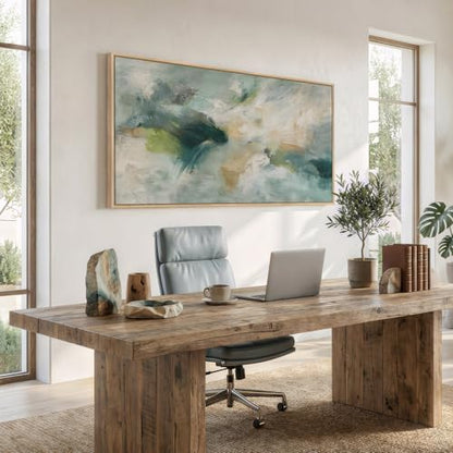 Extra Large Framed Sage Green Abstract Wall Art for Living Room