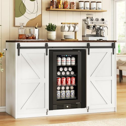 Farmhouse Coffee Bar with Mini Fridge Space & Power Outlet