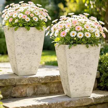 Autodaya Resin 19" Tall Planters Set of 2 Plant Pots (2 Count)