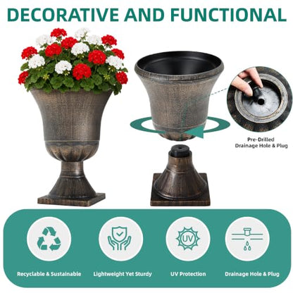 22" Tall Urn Planters Set of 2 Large Flower Pots (2 Count)