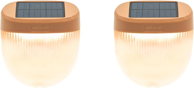 Vego garden Rippled Solar Garden Lights with Auto Sensors Magnetize Securely to Raised Beds, IPX4 Waterproof Outdoor LED Light for Patio & Yard Terra Cotta, 2 Pack