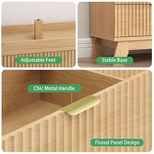 Fluted Dresser for Bedroom with 10 Drawers