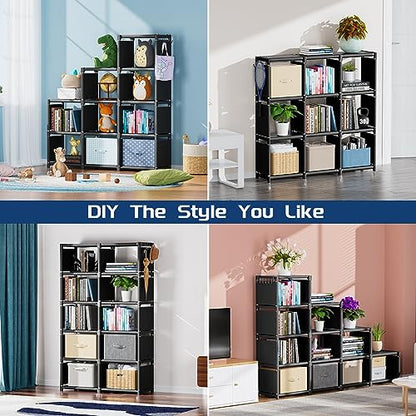 Black Book Shelf 10 Cube Storage Organizer Bookcases Closet (10 Count)