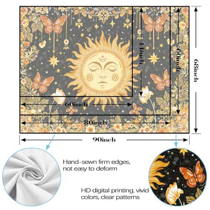 Sun with Face Wall Tapestry
