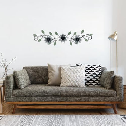 Metal Wall Art Modern Minimalist Metal Flowers Indoor Decor Horizontal Wall Art Iron Artwork