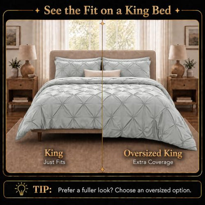 King Size Comforter Set Light Grey