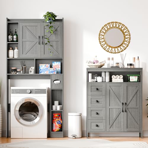 Farmhouse Storage Cabinet with 2 Doors and 4 Drawers
