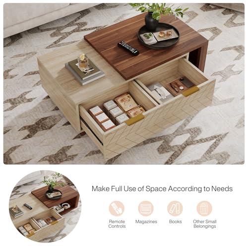 Extendable Coffee Table with 2 Storage Drawers
