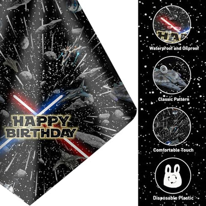 4Pcs Galaxy Movie Themed Birthday Decorations Tablecloths (4 Count)
