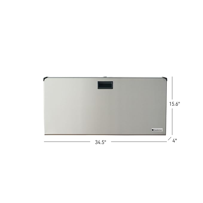 Foundations Stainless Steel Frameless Horizontal Baby Diaper Changing Station, Wall Mounted, Built in Liner Dispenser, Dual Bag Hooks (5410339)