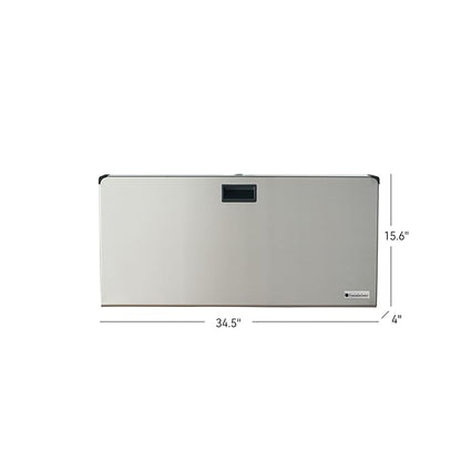 Foundations Stainless Steel Frameless Horizontal Baby Diaper Changing Station, Wall Mounted, Built in Liner Dispenser, Dual Bag Hooks (5410339)