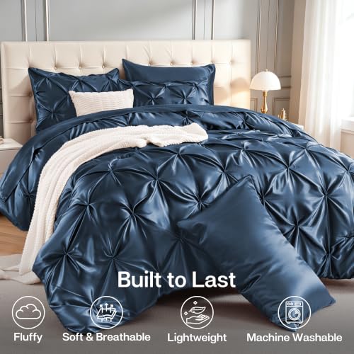 Satin Queen Comforter Set Mood Indigo