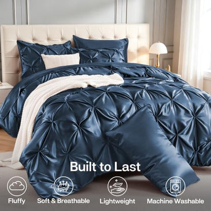 Satin Queen Comforter Set Mood Indigo