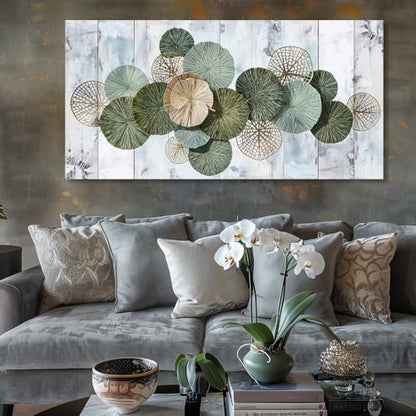 Wall Art Simple Wall Decor Green Canvas Painting Abstract Wall Art for Bedroom Living Room Dining Room Home Office Decor 79"x40" with Framed