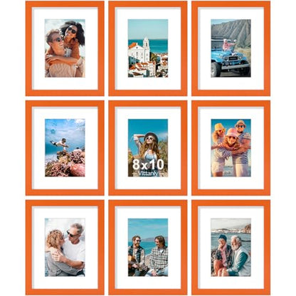 8x10 Picture Frames Set of 9 for Wall or Tabletop Display (9 Count)