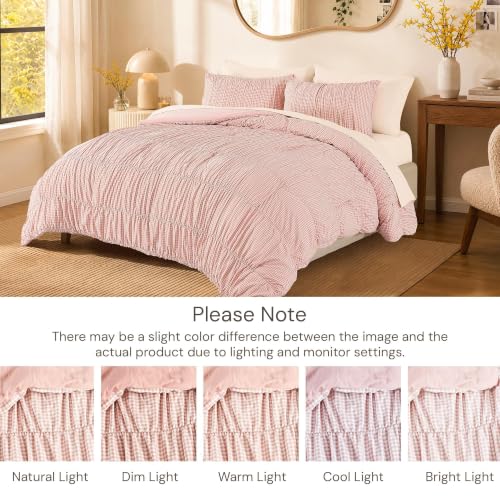Pink Gingham Full Size Comforter Sets