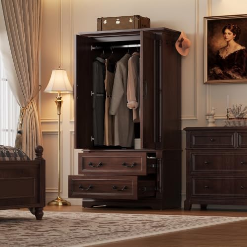 71“ Armoire Wardrobe Closet with 2 Drawers and 2 Doors
