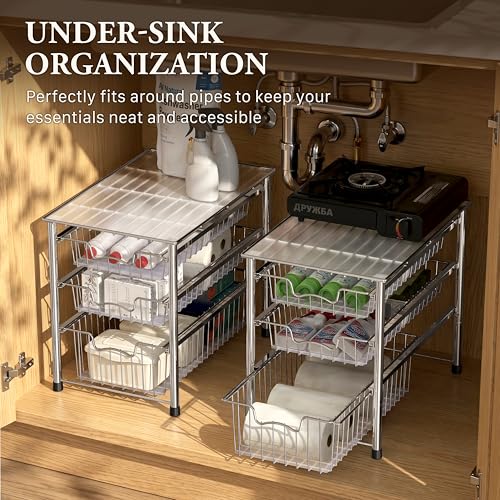 Stackable 3 Tier Sliding Basket Organizer Drawer