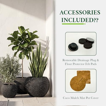 Premium Mt Sherman Fiberstone Sphere Planter for Indoor Outdoor Use