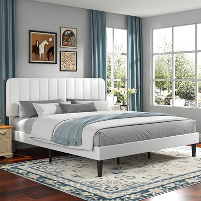 King Size Bed Frame with Upholstered Headboard