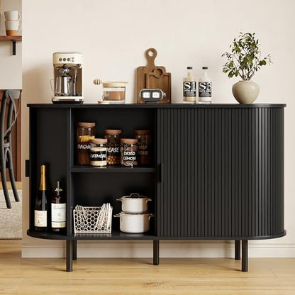 48" Fluted Buffet Sideboard Cabinet with Sliding Door