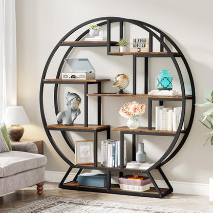 Bookshelf 63 Inch Round Bookshelves Etagere Bookcase