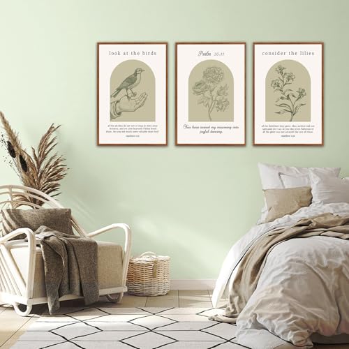 KAlRNE Religious Birds Scripture Picture Christian Wall Art Set (3 Count)