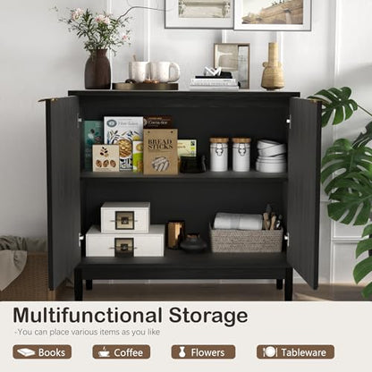 Fluted Buffet Cabinet with Storage
