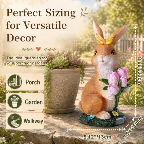 Solar Garden Rabbit Statue Outdoor Decor