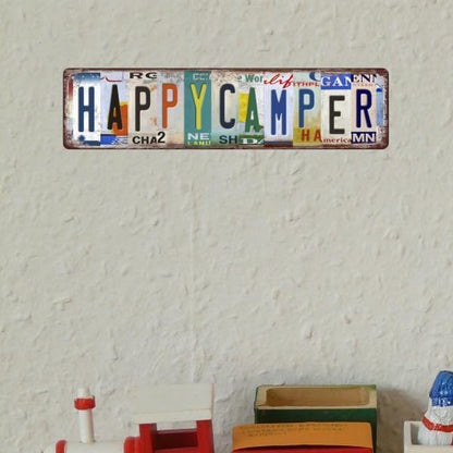 Happy Camper Decor Funny Metal Camping Tin Signs Camping Accessories For Rv Campers Camping Wall Decor Street Signs Camper Decorations Gifts Rustic Home Decor Farmhouse 16 X 4 Inches