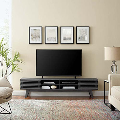 Render Mid Century Modern Low Profile 70 Inch Media Console TV Stand in Charcoal