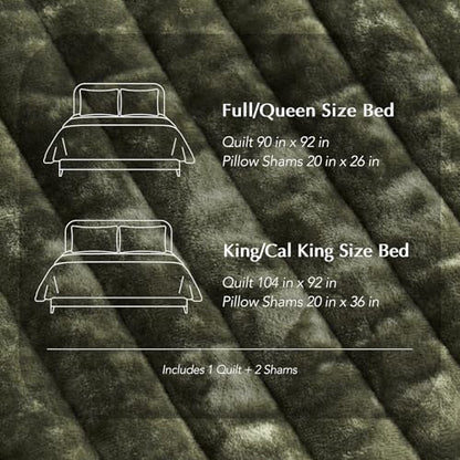 Stripe Channel Luxury Velvet Quilt Set King Size