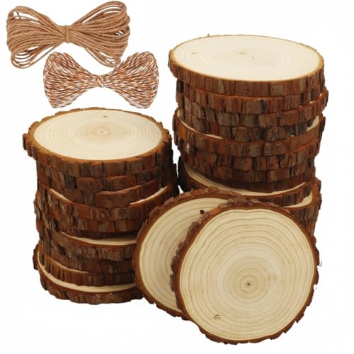 Natural Wood Slices 30 Pcs 3.0 (30 Count)