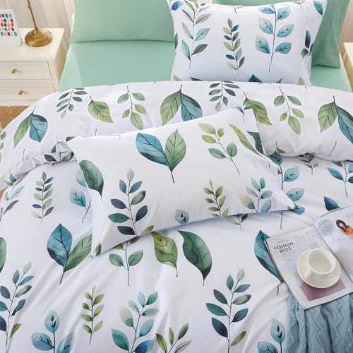 Grey Green Foliage Full Comforter Set