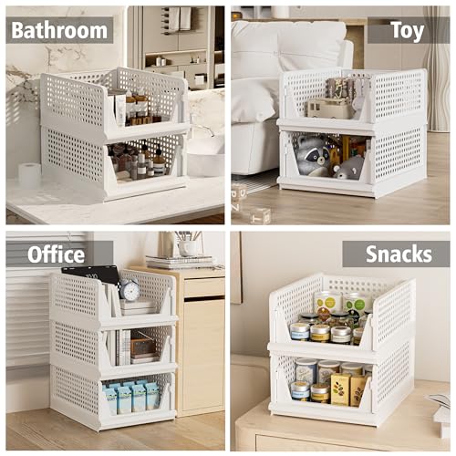 5 Pack Closet Storage Bins Stackable Organizer Drawer Shelf (5 Count)