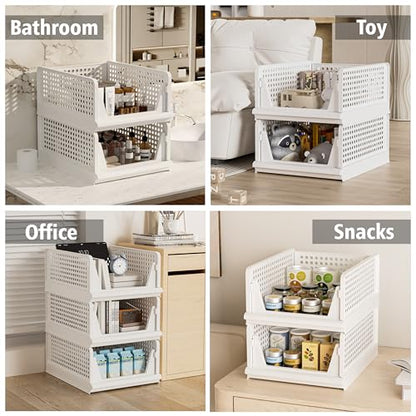 5 Pack Closet Storage Bins Stackable Organizer Drawer Shelf (5 Count)