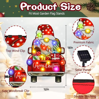 12x18 Lighted Christmas Dwarf Garden Flag
